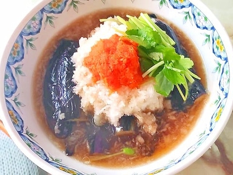 野菜だけ!ナスと2種のおろしのめんつゆ浸し♪